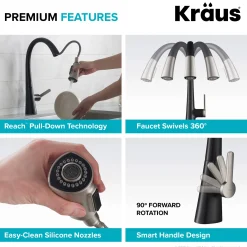 Single Handle Pull-Down Kitchen Faucet in Spot Free Stainless Steel/Matte Black
