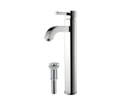 Single Handle Vessel Bathroom Faucet with Pop-Up Drain in Chrome