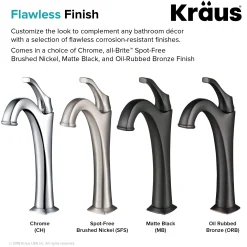 Single Handle Vessel Bathroom Faucet with Pop-Up Drain in Spot Free Stainless Steel