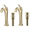 Single Handle Vessel Bathroom Faucet with Pop-Up Drain in Brushed Gold (2-Pack)