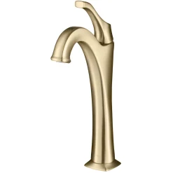 Single Handle Vessel Bathroom Faucet with Pop-Up Drain in Brushed Gold (2-Pack)