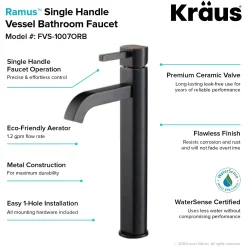 Single Handle Vessel Bathroom Faucet in Oil Rubbed Bronze