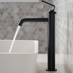 Single Handle Vessel Bathroom Faucet with Pop-Up Drain in Matte Black (2-Pack)