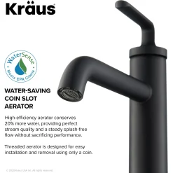 Single Handle Vessel Bathroom Faucet with Pop-Up Drain in Matte Black (2-Pack)