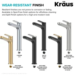 Single Handle Vessel Bathroom Faucet in Spot-Free Brushed Nickel / Matte Black with Pop Up Drain and Supply Lines