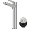Single Handle Vessel Bathroom Faucet in Spot-Free Brushed Nickel with Pop Up Drain and Supply Lines