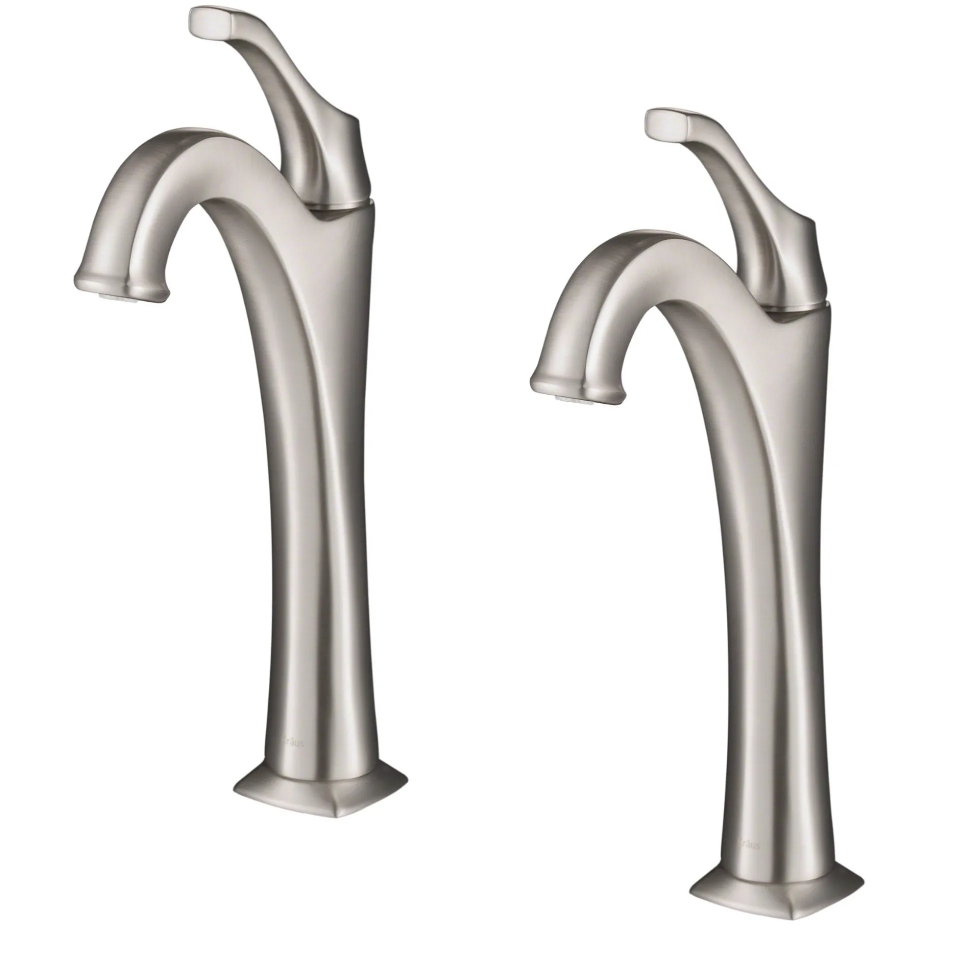 Single Handle Vessel Bathroom Faucet with Pop-Up Drain in Spot Free Stainless Steel (2-Pack)