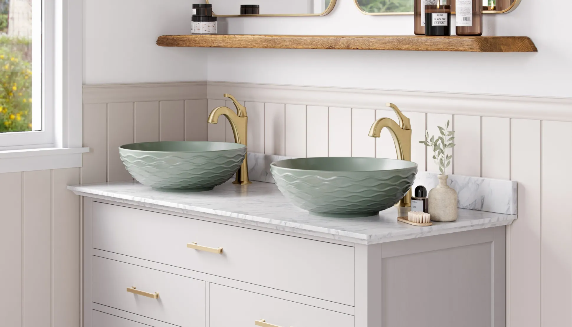 Single Handle Vessel Bathroom Faucet with Pop-Up Drain in Spot Free Stainless Steel (2-Pack)