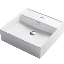 18 1/2" Square Vessel Ceramic Bathroom Sink in White