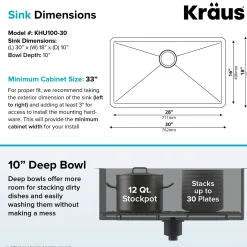 Standart PRO™ 30-inch 16 Gauge Undermount Single Bowl Stainless Steel Kitchen Sink with WasteGuard™ 1 HP Continuous Feed Garbage Disposal
