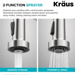 Touchless Sensor Commercial Style 2-Function Single Handle Pull-Down Kitchen Faucet in Spot-Free Stainless Steel / Matte Black
