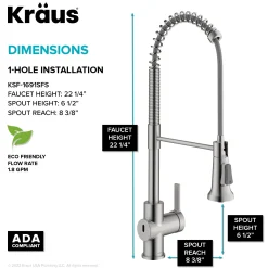 Touchless Sensor Commercial Single Handle Pull Down Kitchen Faucet in Spot Free Stainless Steel