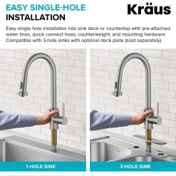 Touchless Sensor 2-Function Single Handle Pull Down Kitchen Faucet in Matte Black