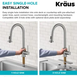 Touchless Sensor 2-Function Single Handle Pull Down Kitchen Faucet in Spot-Free Stainless Steel