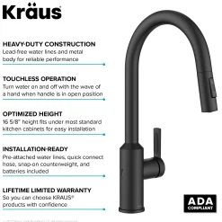 Touchless Sensor Pull-Down Single Handle Kitchen Faucet in Matte Black