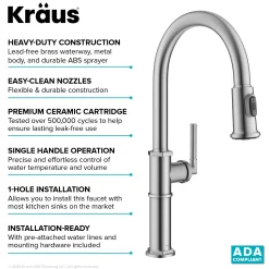 Traditional Industrial Pull-Down Single Handle Kitchen Faucet in Spot-Free Stainless Steel