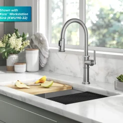 Traditional Industrial Pull-Down Single Handle Kitchen Faucet in Spot-Free Stainless Steel