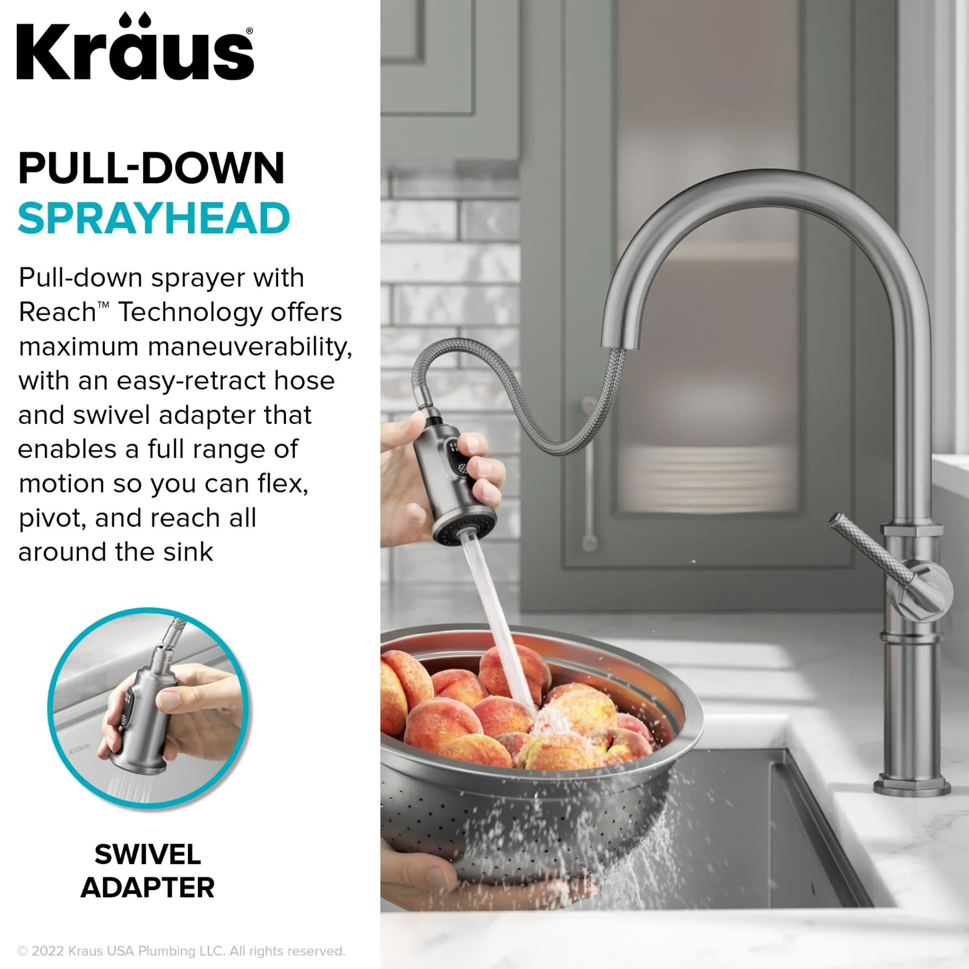 Traditional Industrial Pull-Down Single Handle Kitchen Faucet in Matte Black