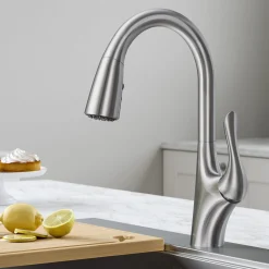 Transitional Single Handle Pull-Down Kitchen Faucet in Spot Free Stainless Steel