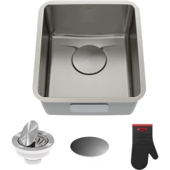 17" Undermount 16 Gauge Stainless Steel Single Bowl Kitchen Bar Sink with DrainAssure Waterway