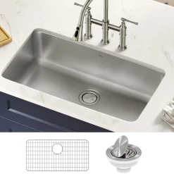 33" Undermount 16 Gauge Stainless Steel Single Bowl Kitchen Sink