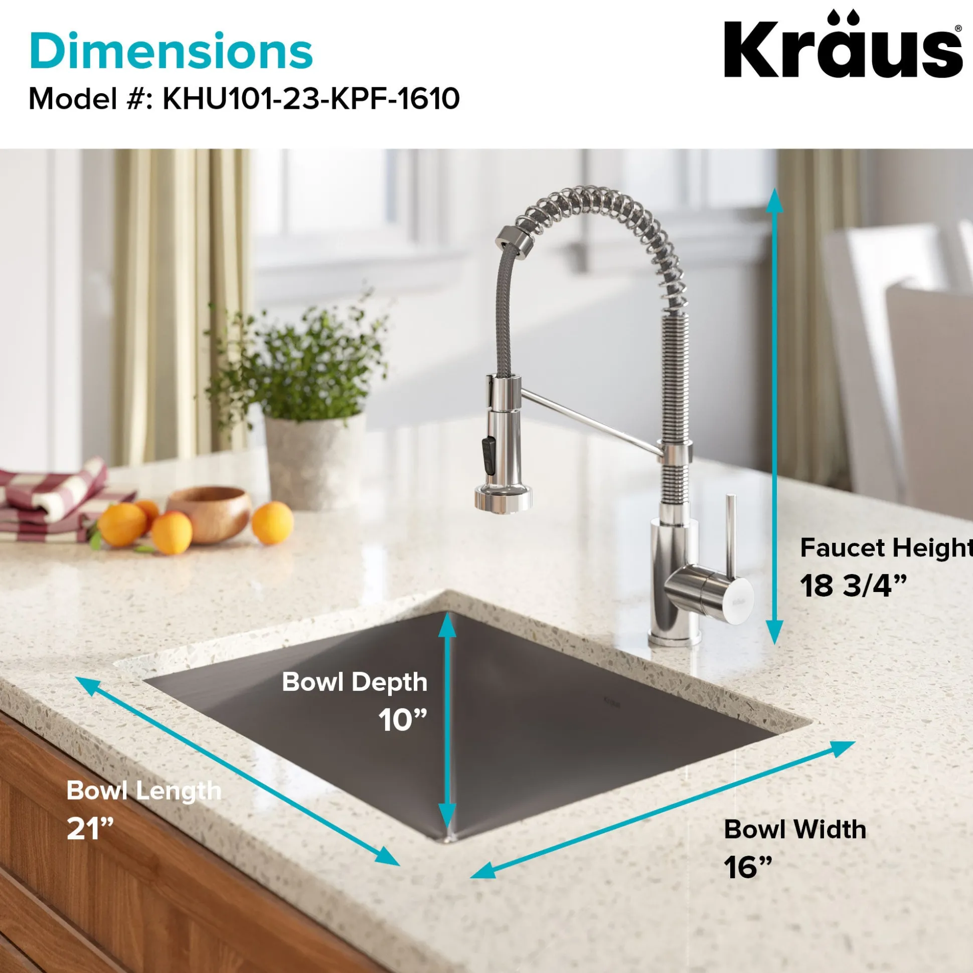 23" Undermount Kitchen Sink w/ Bolden Commercial Pull-Down Faucet and Soap Dispenser in Matte Black