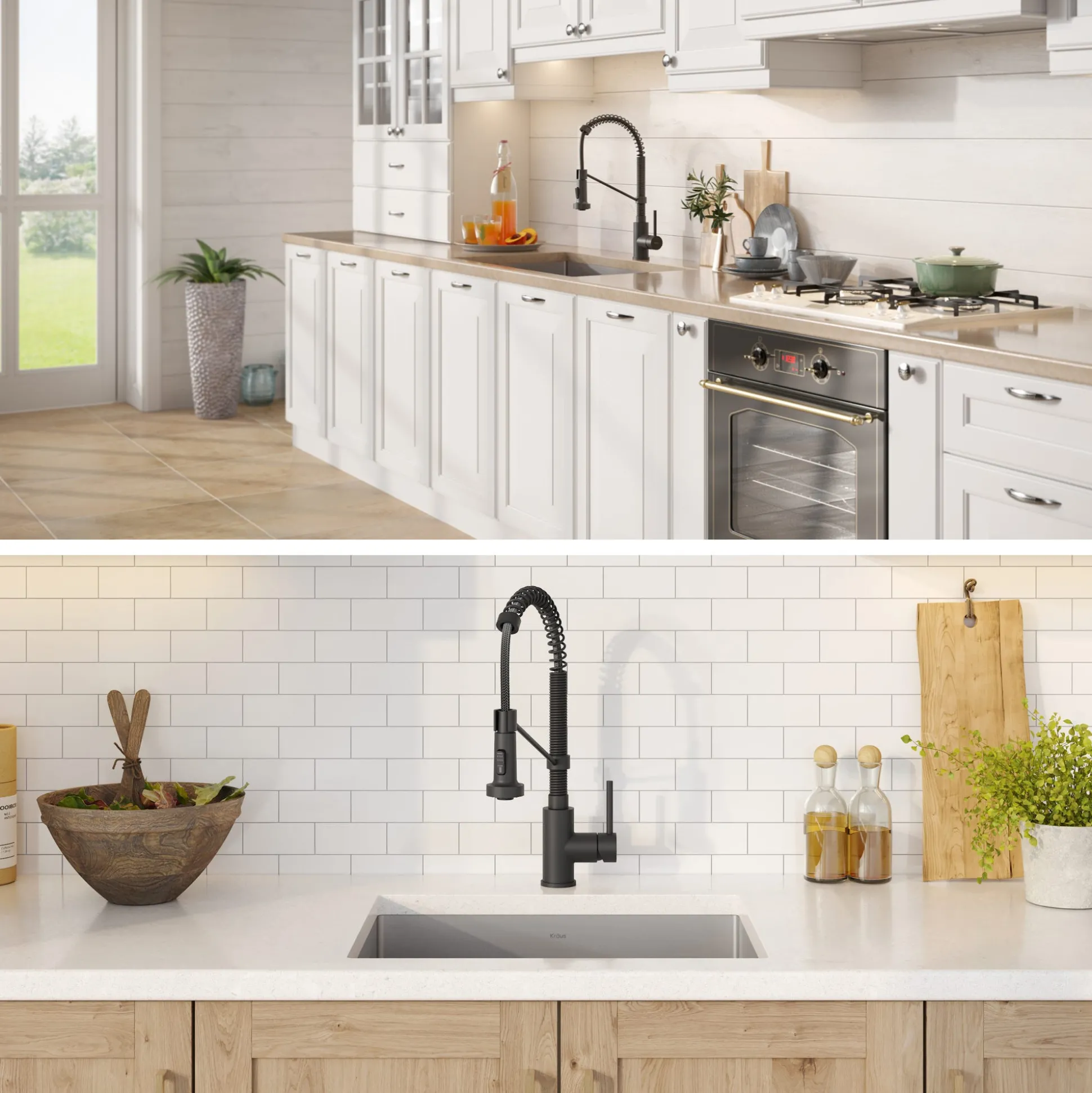 23" Undermount Kitchen Sink w/ Bolden Commercial Pull-Down Faucet and Soap Dispenser in Matte Black