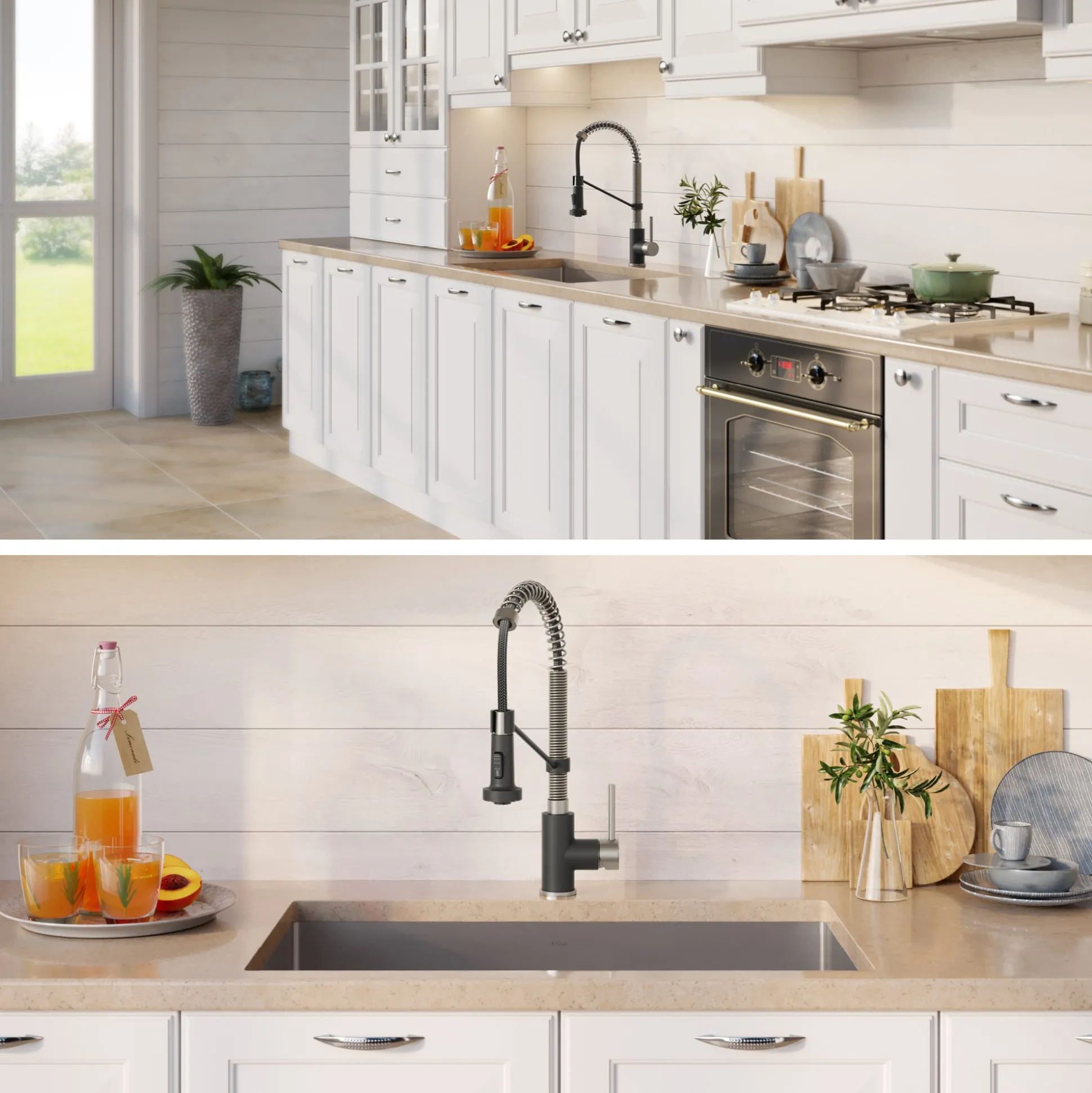 32" Undermount Kitchen Sink w/ Bolden Commercial Pull-Down Faucet and Soap Dispenser in Stainless Steel/Matte Black