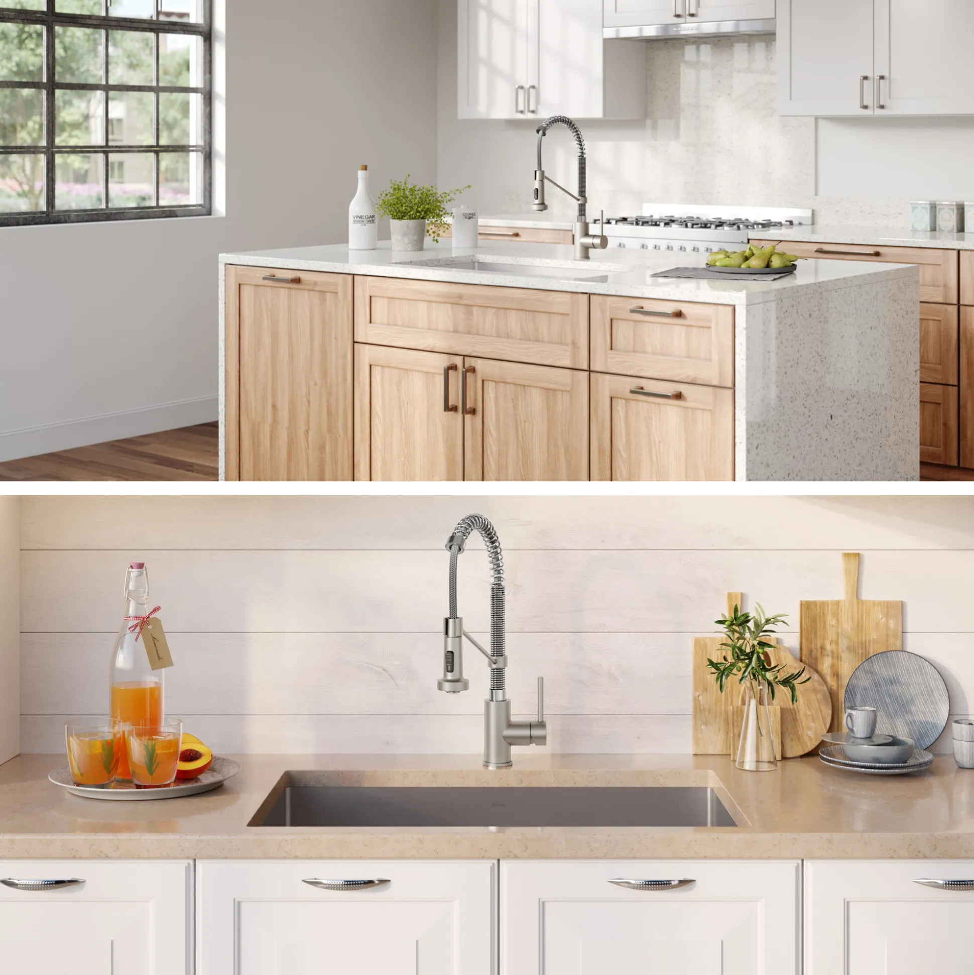 32" Undermount Kitchen Sink w/ Bolden Commercial Pull-Down Faucet and Soap Dispenser in Stainless Steel/Chrome