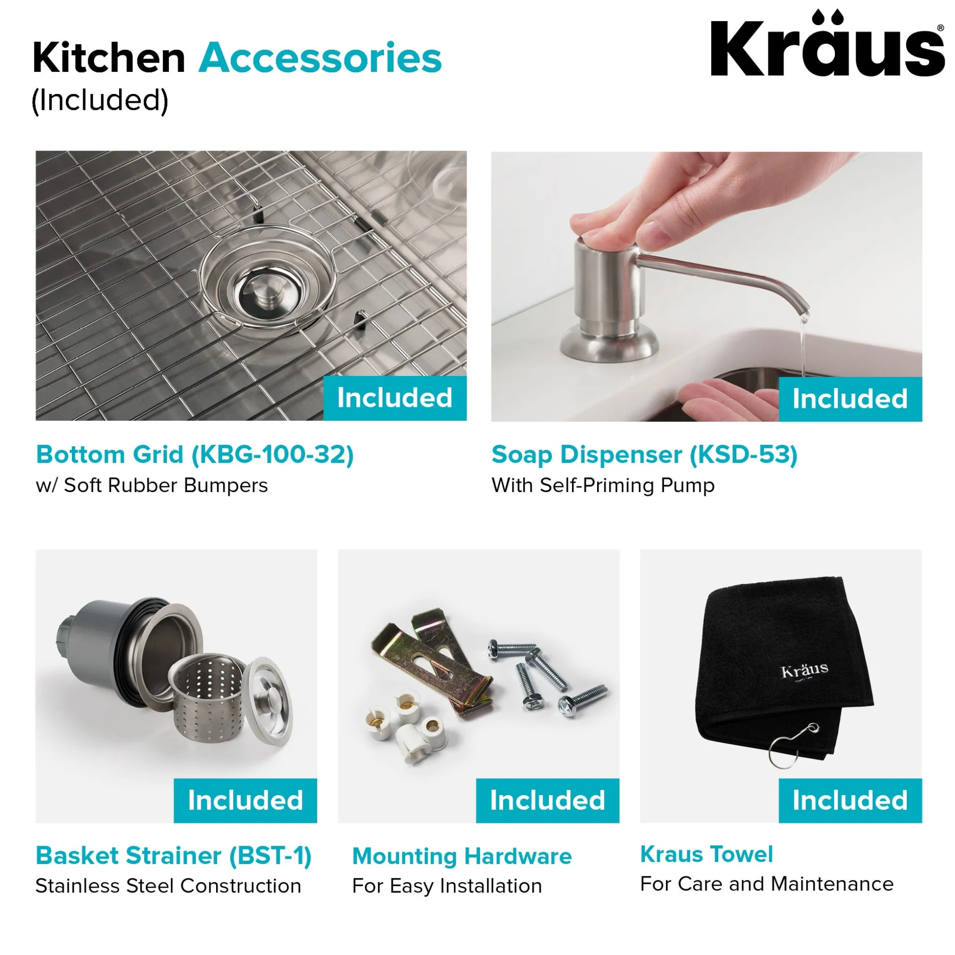 32" Undermount Kitchen Sink w/ Bolden Commercial Pull-Down Faucet and Soap Dispenser in Stainless Steel