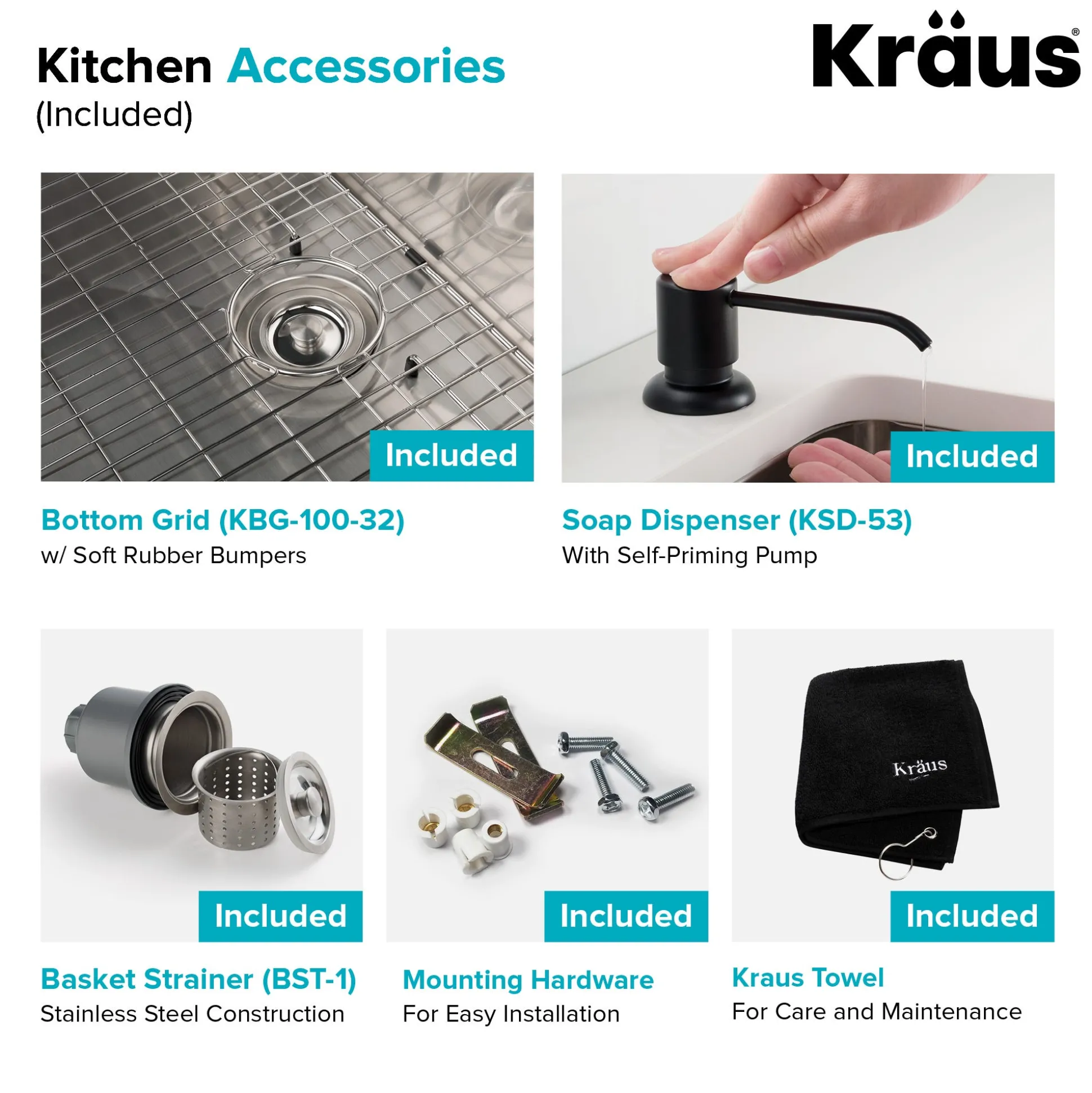 32" Undermount Kitchen Sink w/ Bolden Commercial Pull-Down Faucet and Soap Dispenser in Matte Black