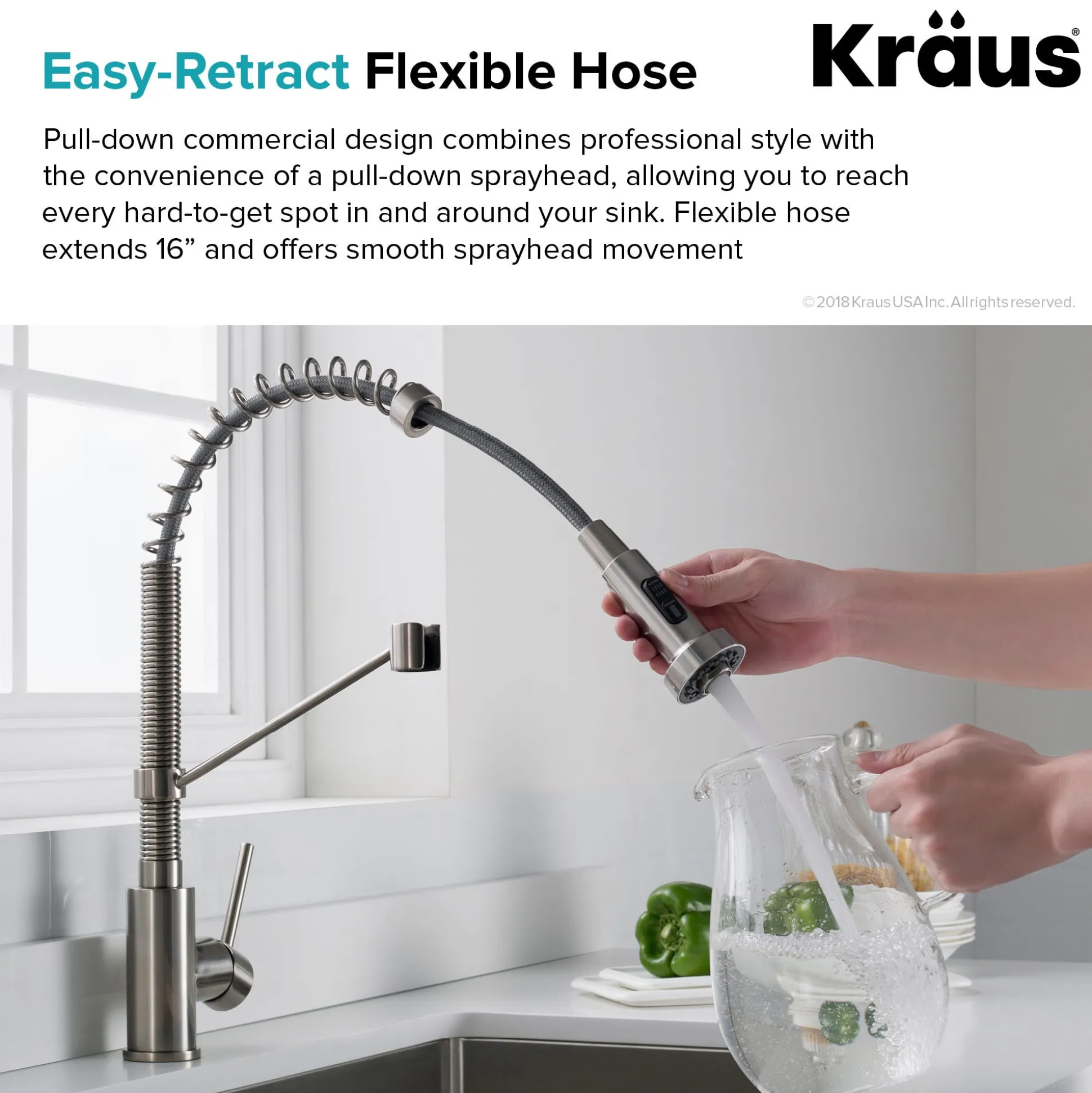 30" Undermount Kitchen Sink w/ Bolden Commercial Pull-Down Faucet and Soap Dispenser in Stainless Steel