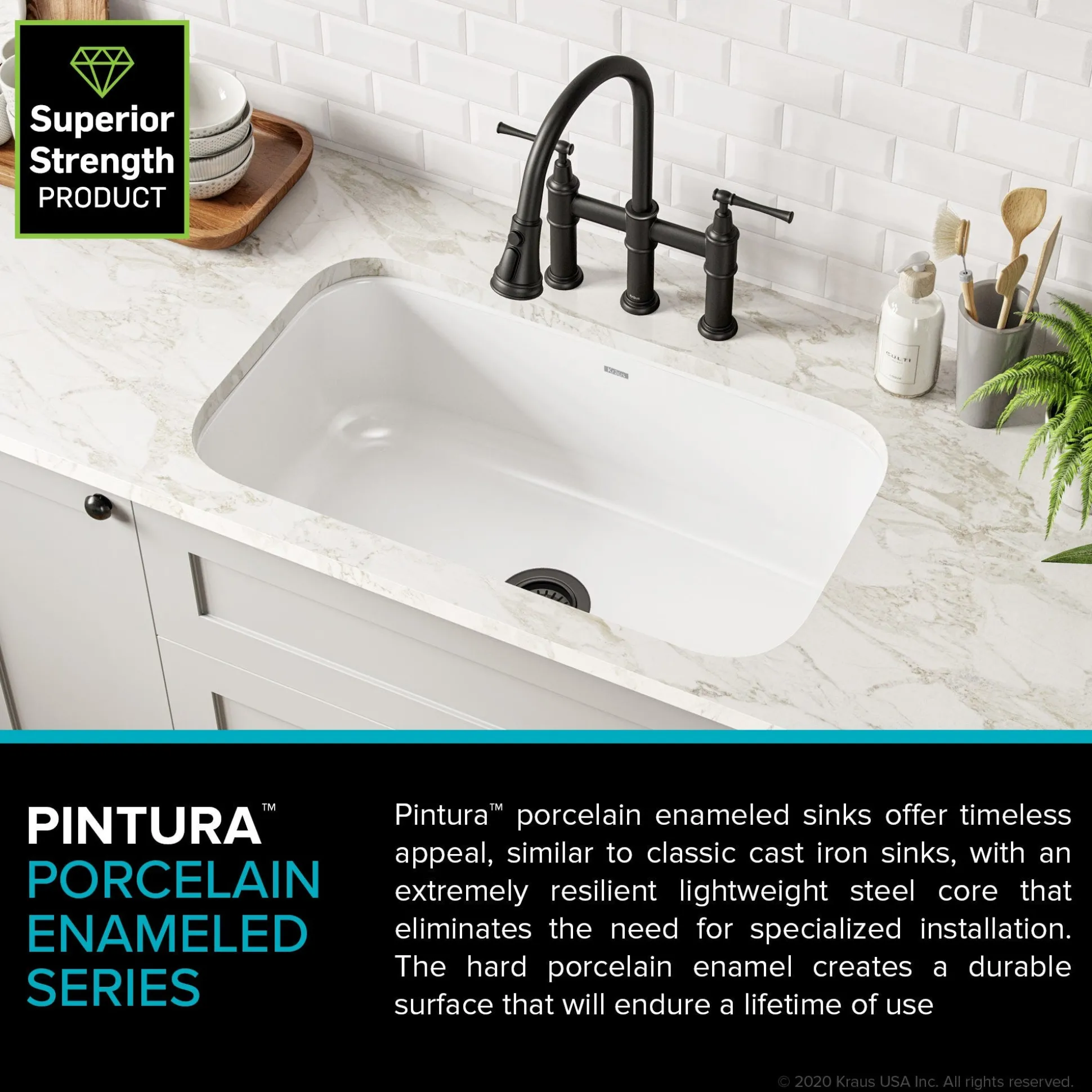 31 1/2" Undermount Porcelain Enameled Steel Single Bowl Kitchen Sink in White