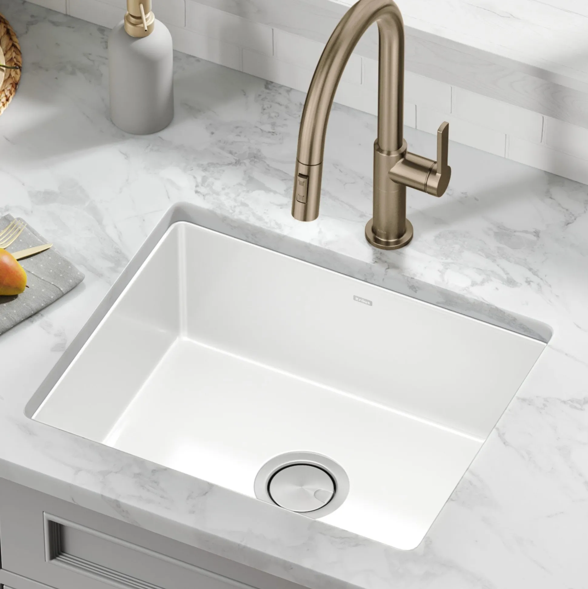 21” Undermount Porcelain Enameled Steel Single Bowl Kitchen Sink in White