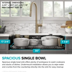 32” Undermount Porcelain Enameled Steel Single Bowl Kitchen Sink in Black