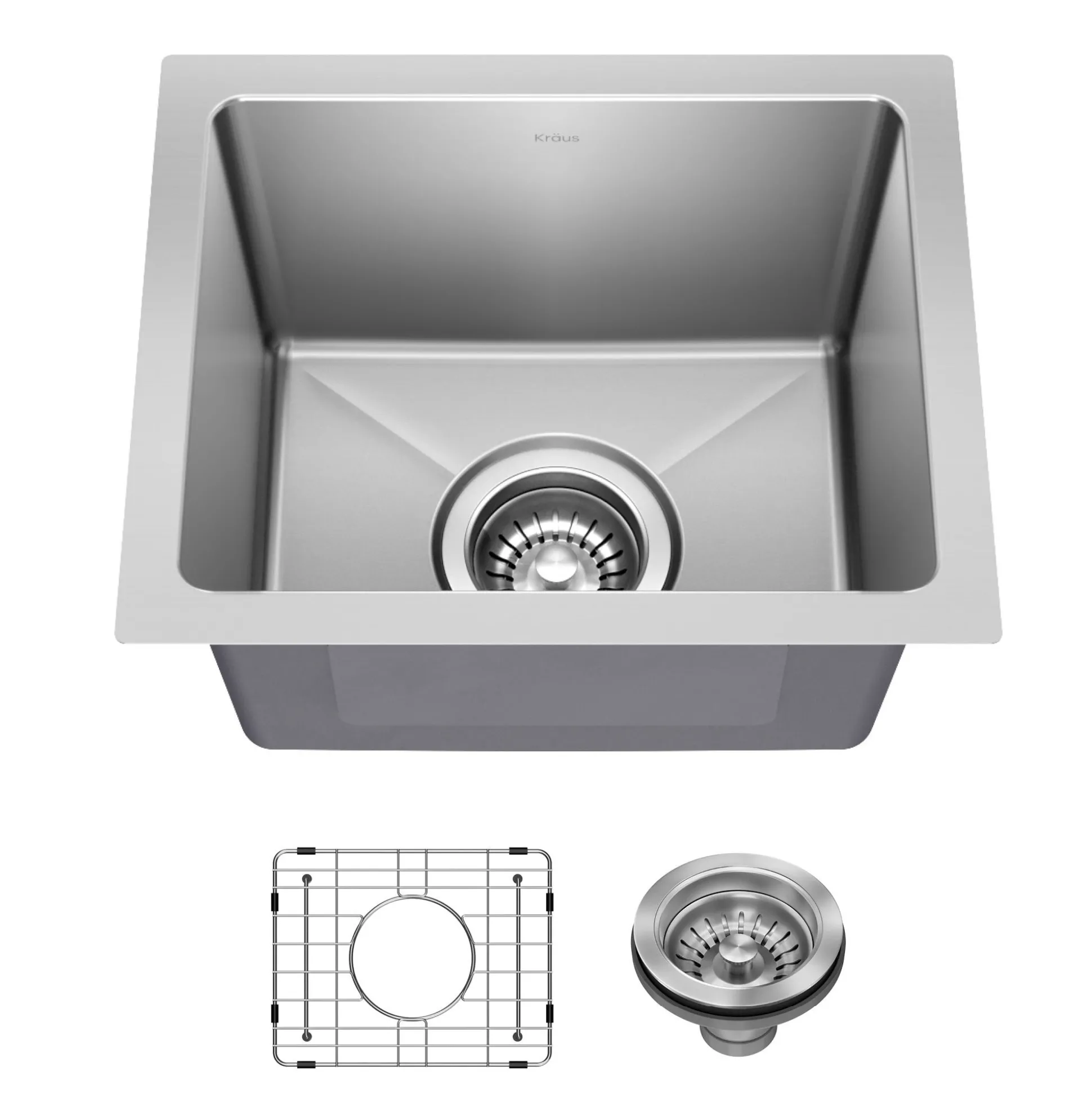 15” Undermount Single Bowl 18-Gauge Stainless Steel Kitchen Bar Sink