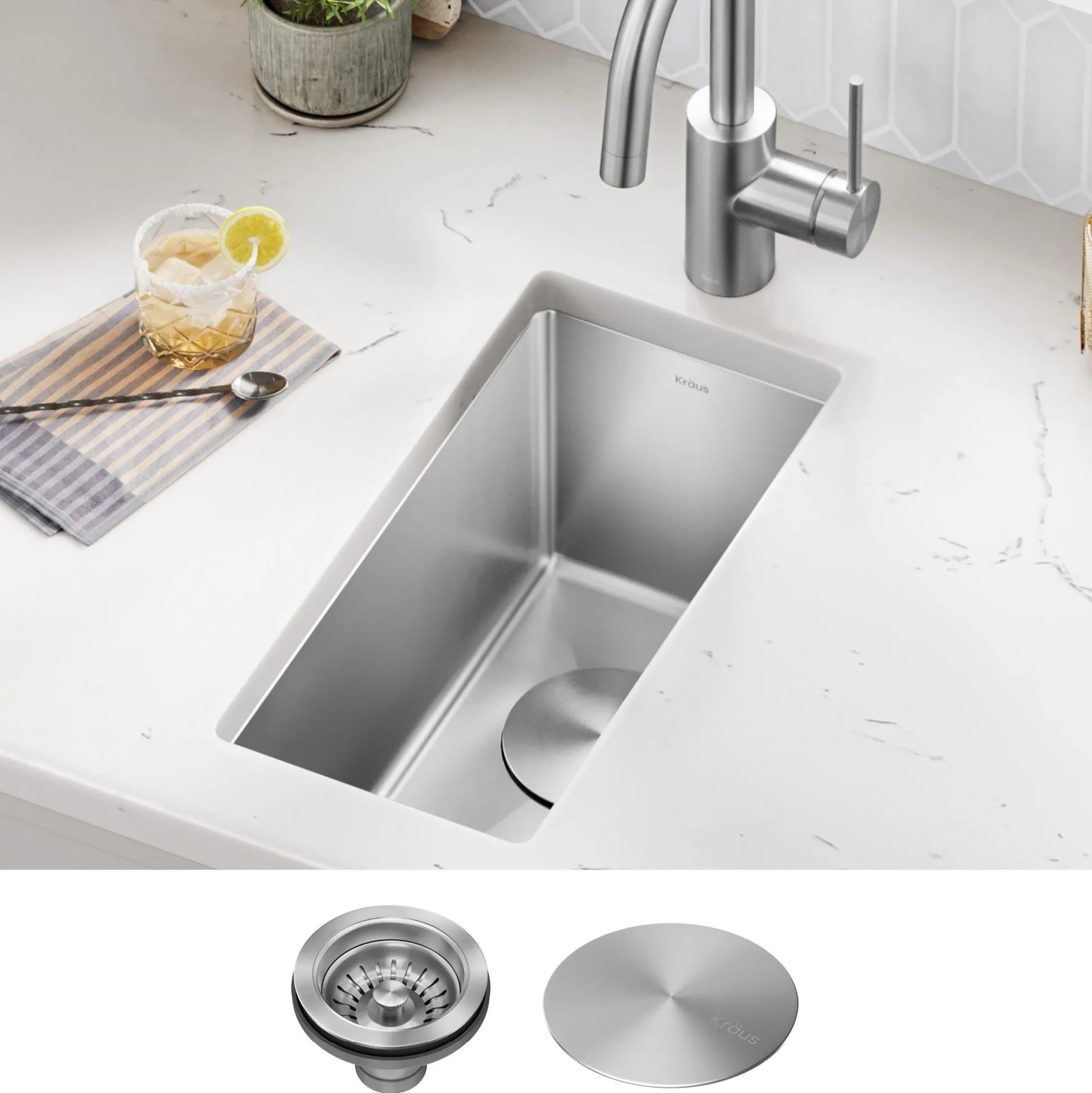 10" Undermount Single Bowl 16 Gauge Stainless Steel Bar Kitchen Sink