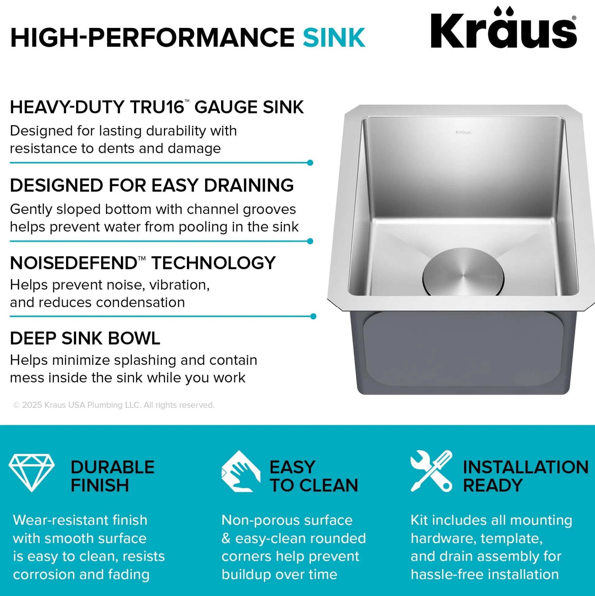 13" Undermount Single Bowl 16 Gauge Stainless Steel Bar Kitchen Sink