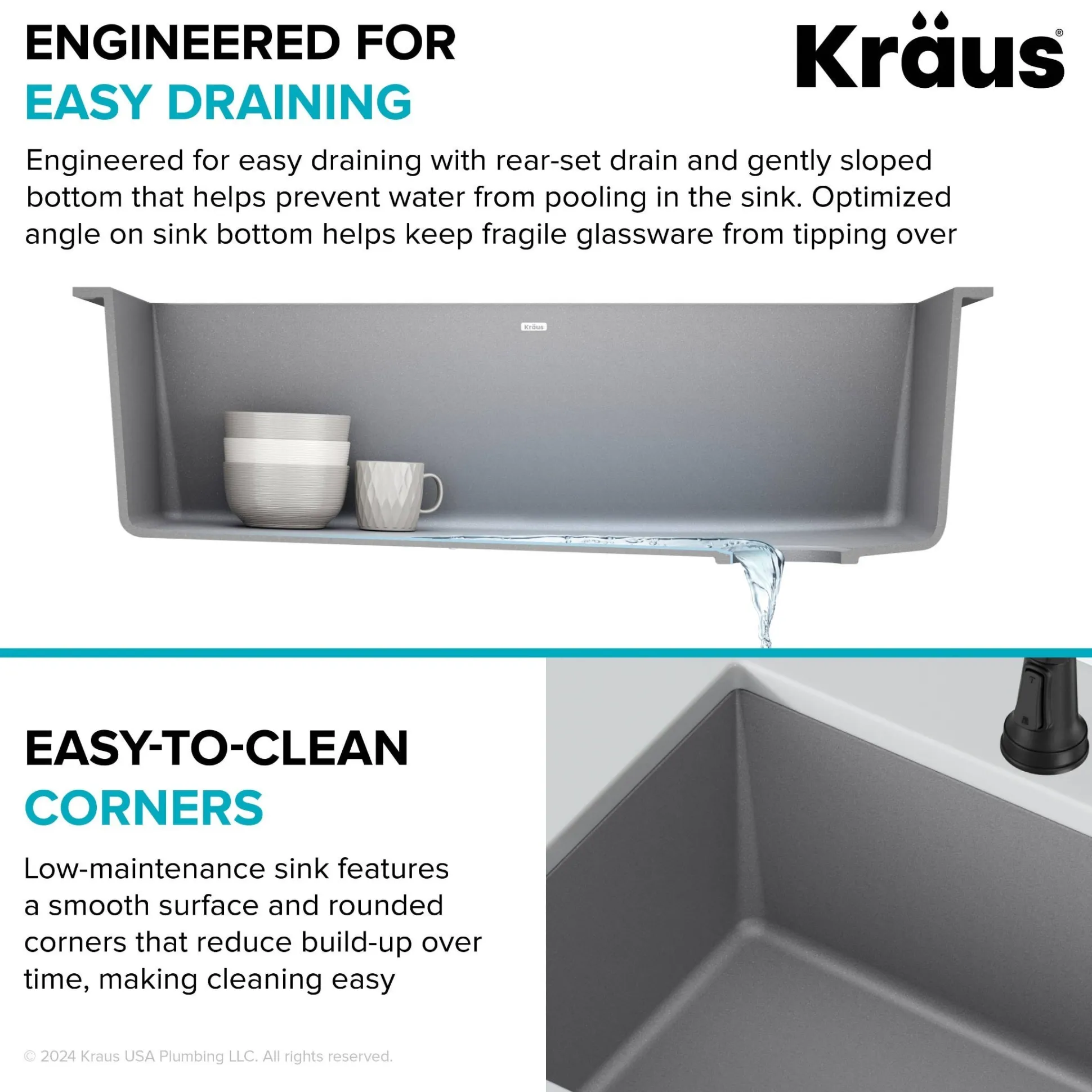 32” Undermount Single Bowl Granite Kitchen Sink in Grey