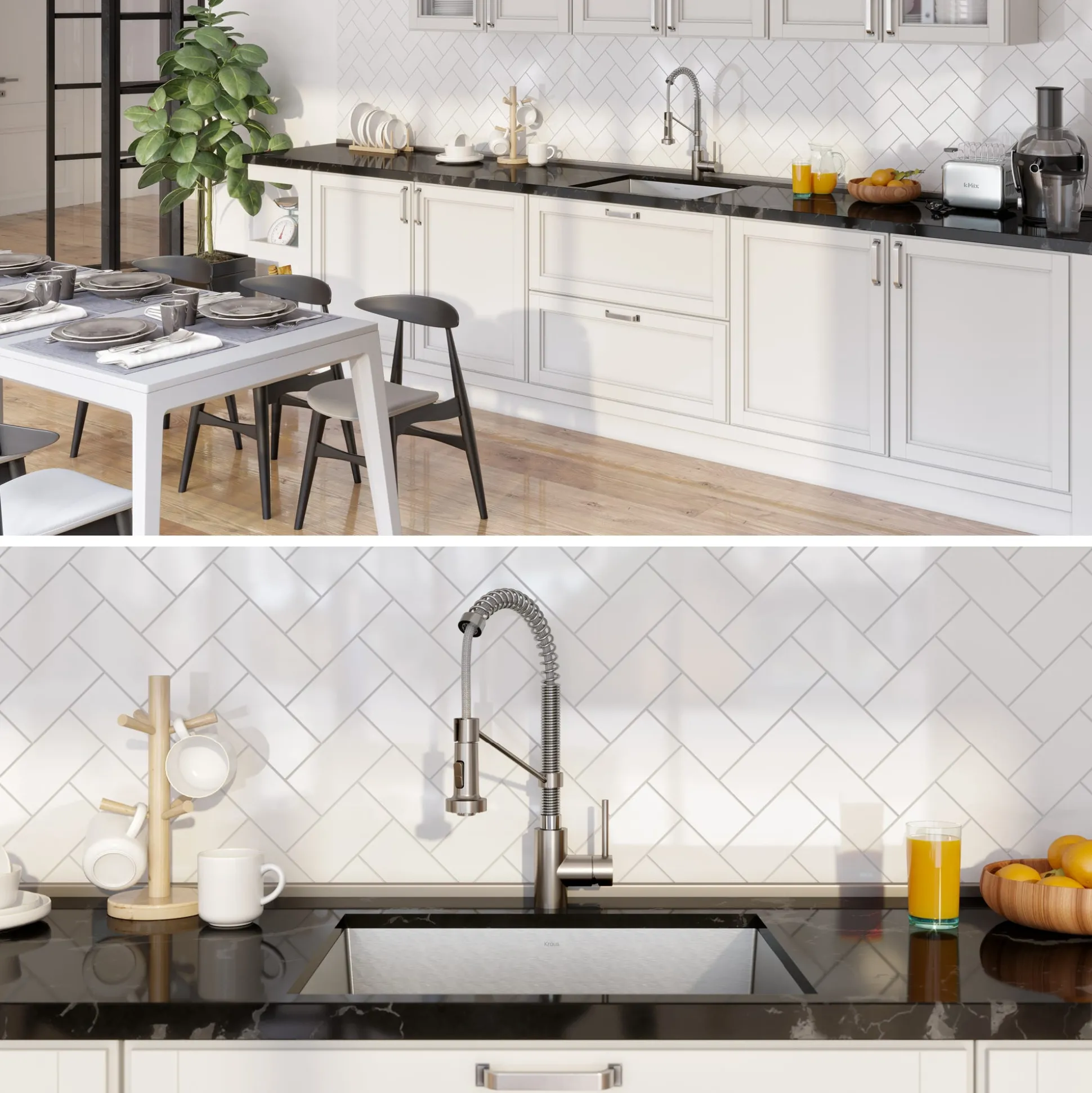 24" Undermount Utility Sink w/ Bolden Commercial Pull-Down Faucet and Soap Dispenser in Stainless Steel/Chrome