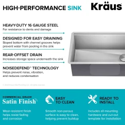 30" Undermount Workstation 16 Gauge Single Bowl Stainless Steel Kitchen Sink with Accessories