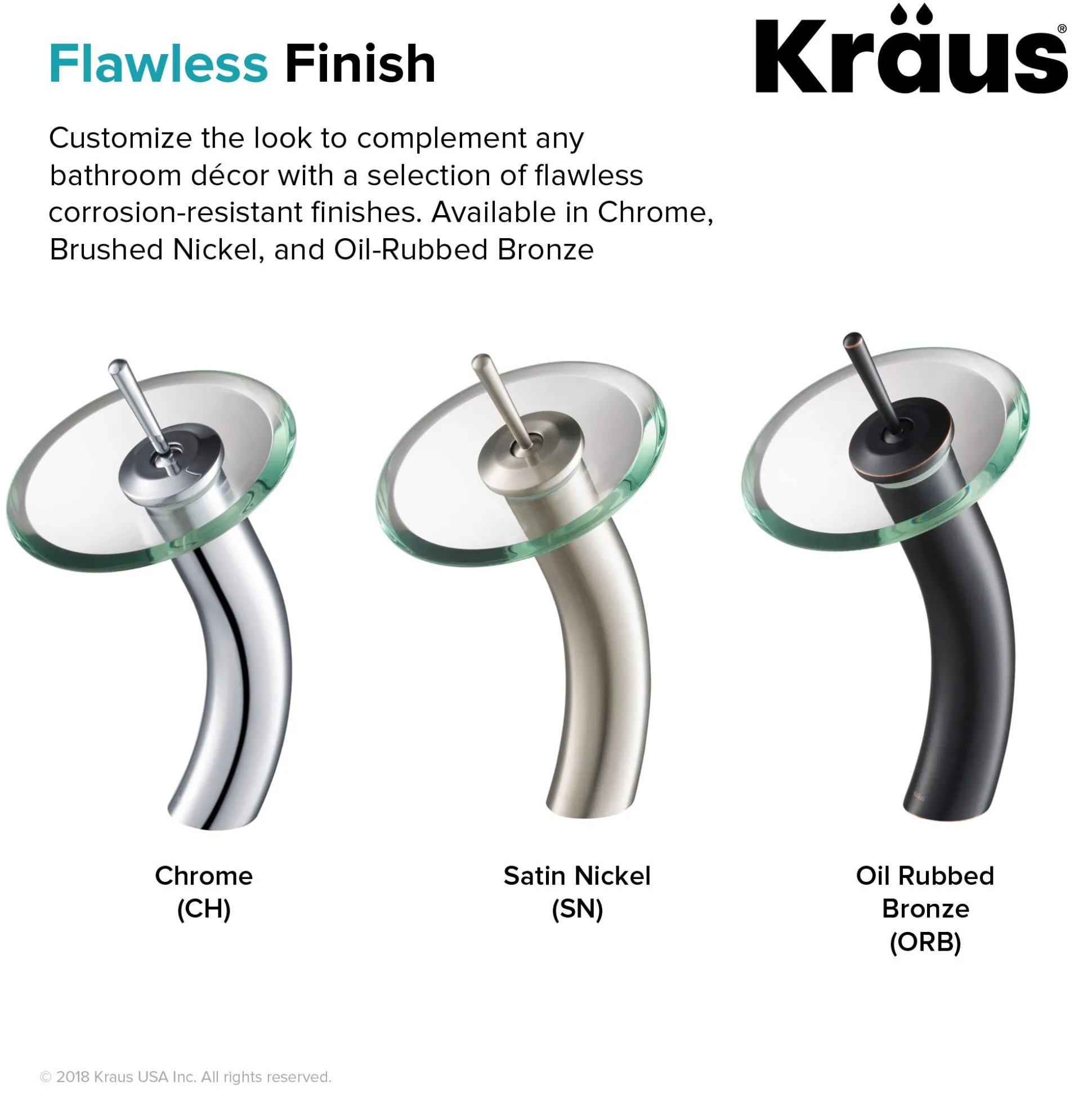 Waterfall Bathroom Faucet with Frosted Glass Disk in Oil Rubbed Bronze