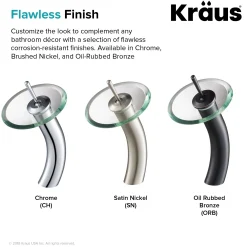 Waterfall Bathroom Faucet with Clear Black Glass Disk in Oil Rubbed Bronze