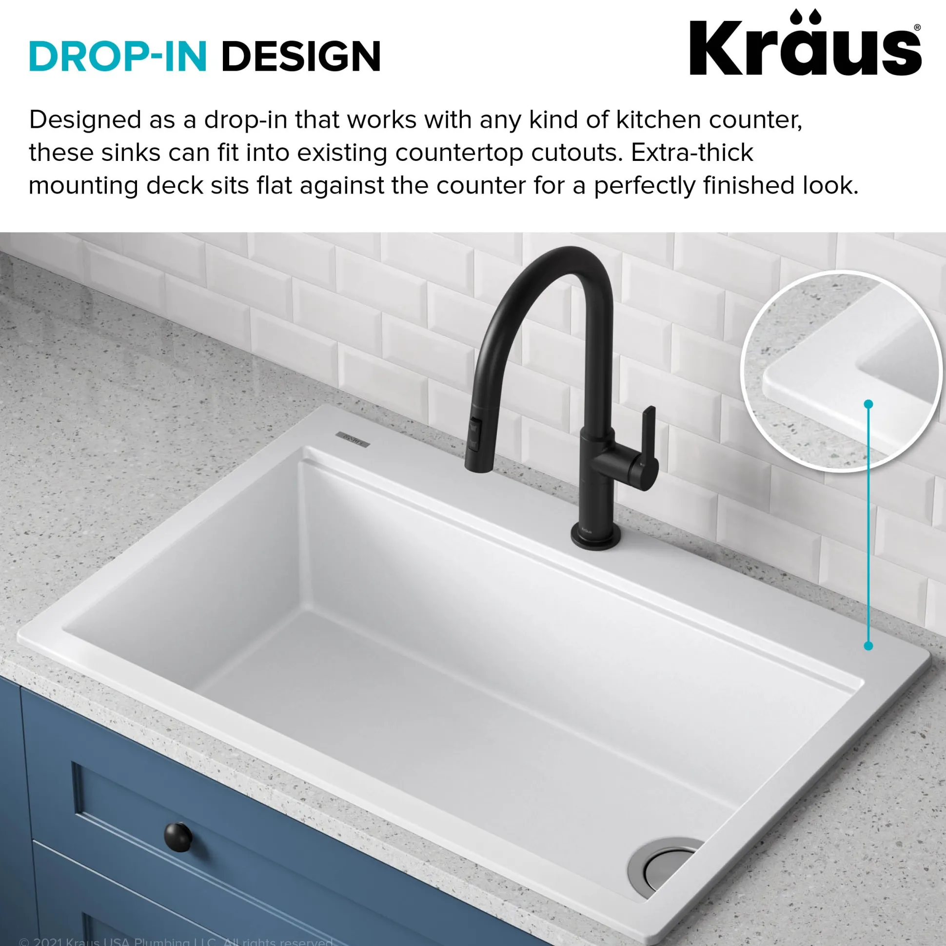 Workstation 33 in. Drop In Single Bowl Granite Kitchen Sink in White with Accessories