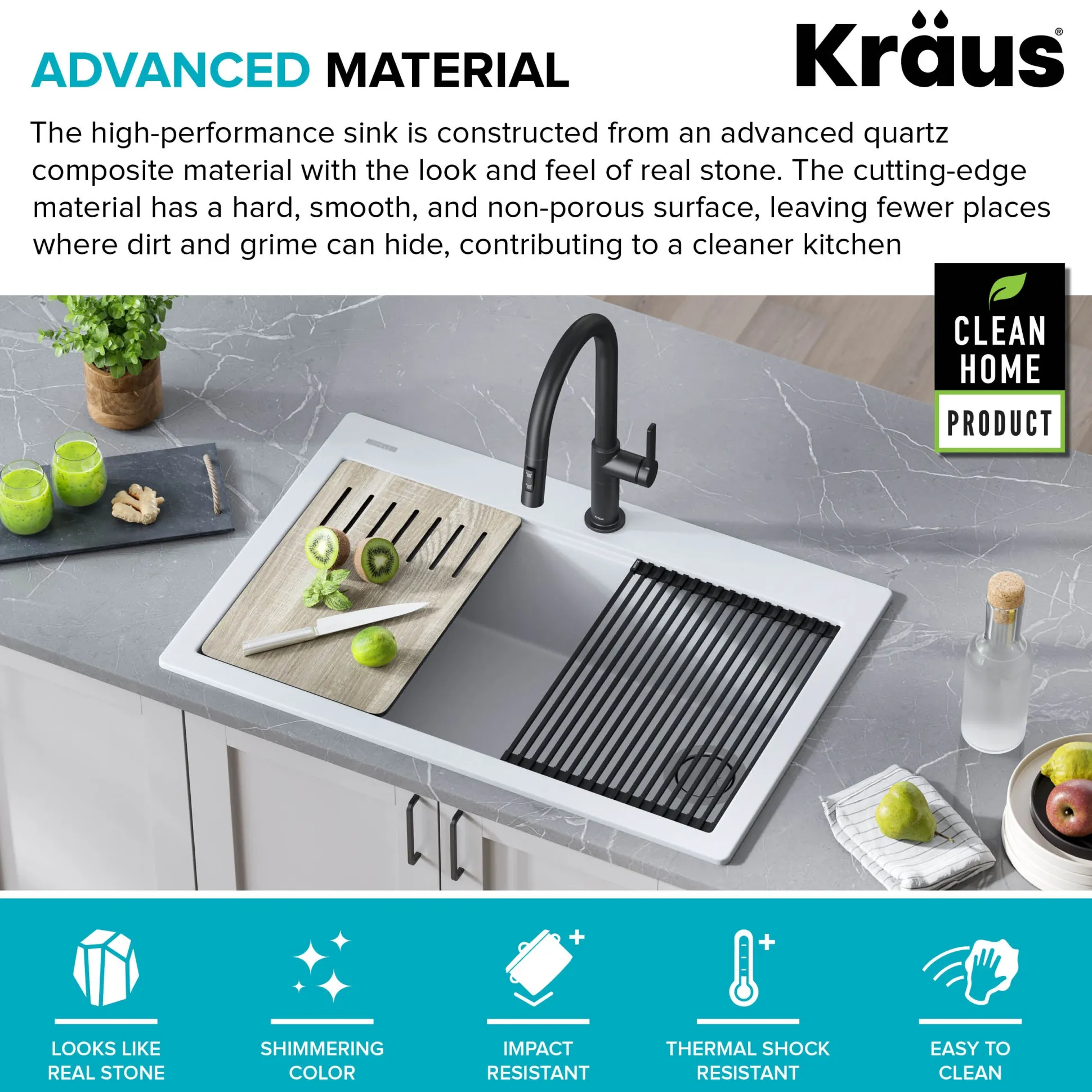 Workstation 33 in. Drop In Single Bowl Granite Kitchen Sink in White with Accessories
